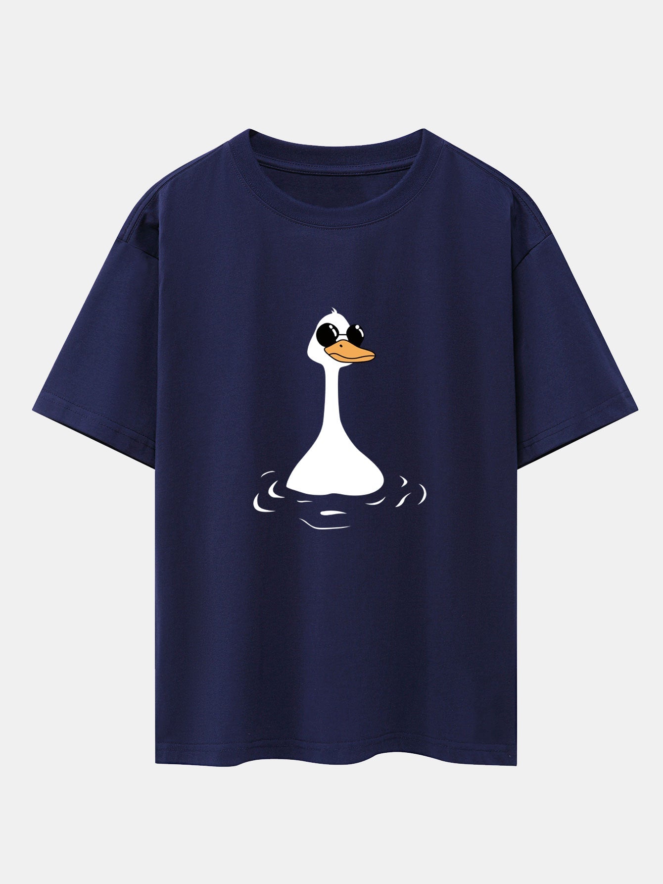 Sunglasses Goose Print Drop Shoulder Oversize T-Shirt