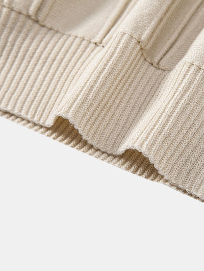 Stripe Jacquard Zipper Knit Polo Shirt