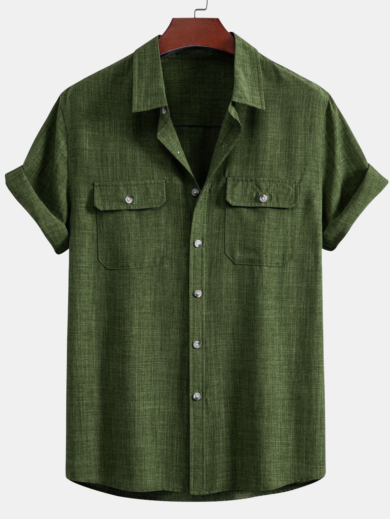 Textured Button Up Shirt With Two Pockets