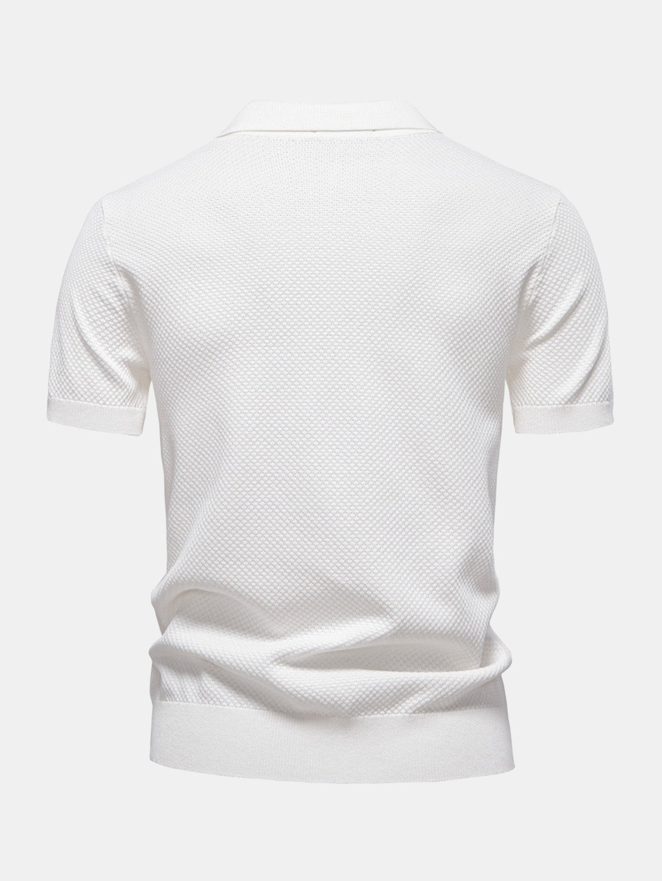 Pineapple Texture Knit V Neck Polo