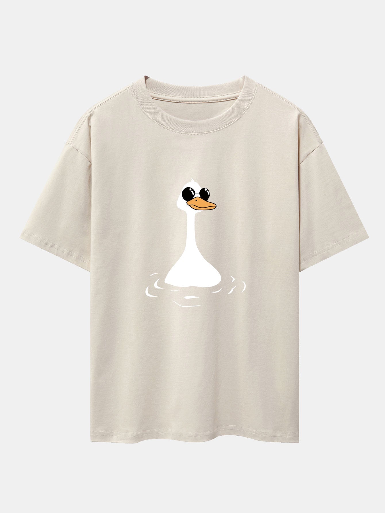 Sunglasses Goose Print Drop Shoulder Oversize T-Shirt