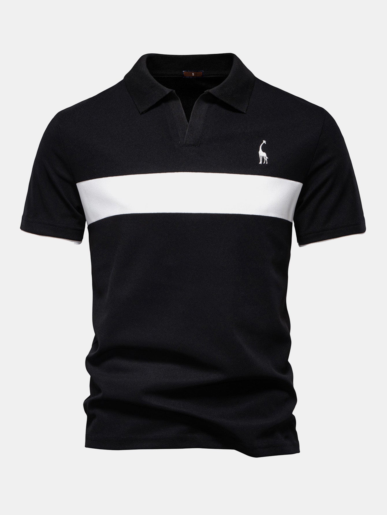 Contrast Pique V Neck Polo Shirt