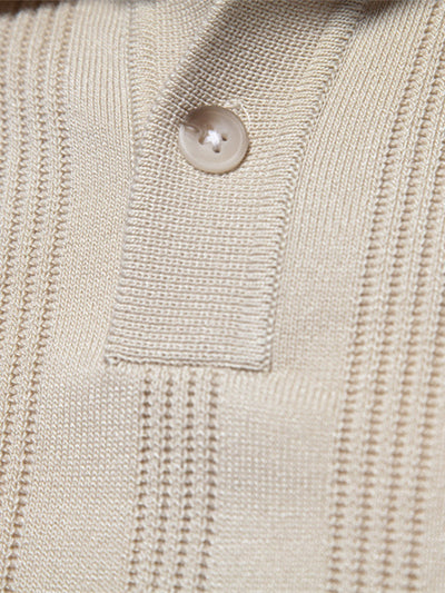 Stripe Knit Polo Shirt