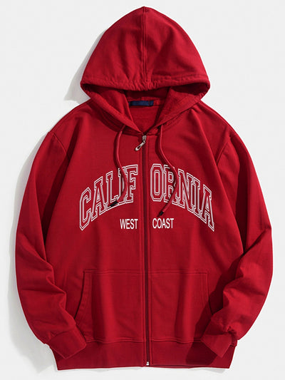 California Print Zip Through Hoodie