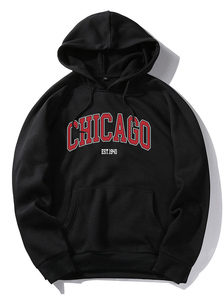 Chicago Letter Print Hoodie