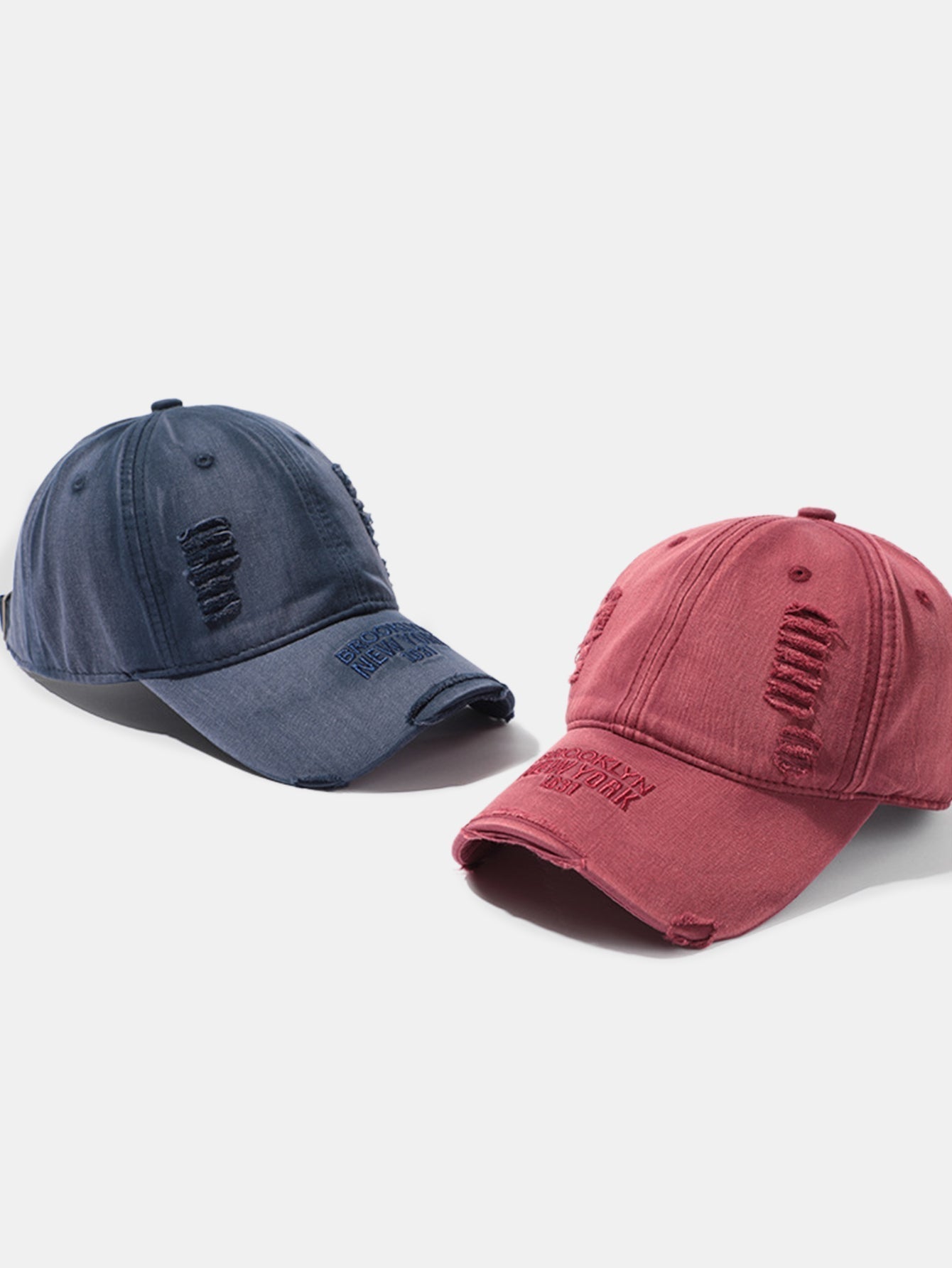 Solid Color New York Embroidery Cotton Washed Distressed Baseball Cap