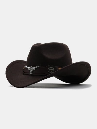 Bull Adorned Bohemian Felt Cowboy Hat