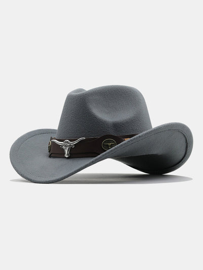 Bull Adorned Bohemian Felt Cowboy Hat