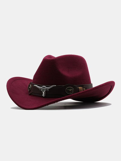 Bull Adorned Bohemian Felt Cowboy Hat