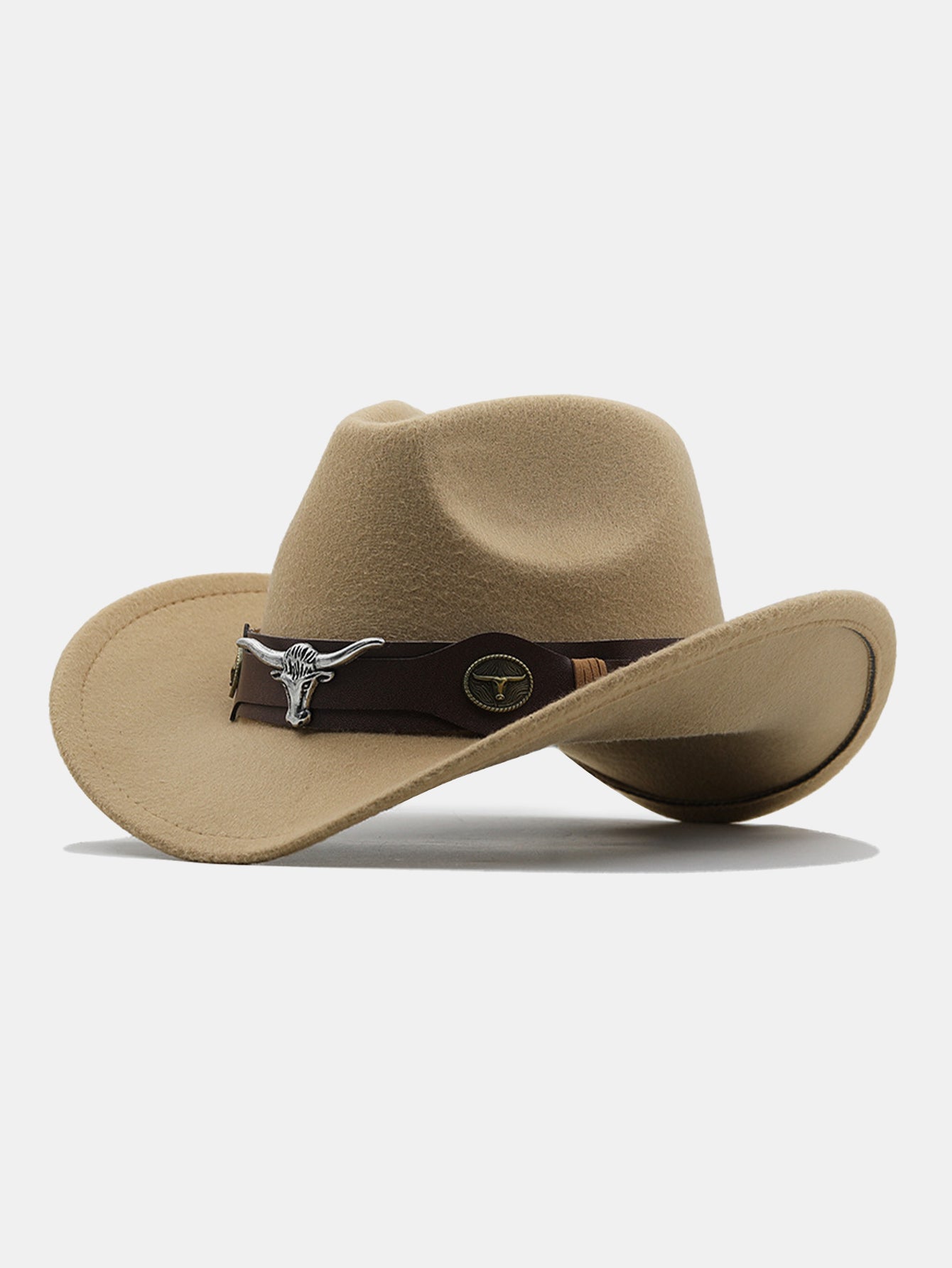 Bull Adorned Bohemian Felt Cowboy Hat