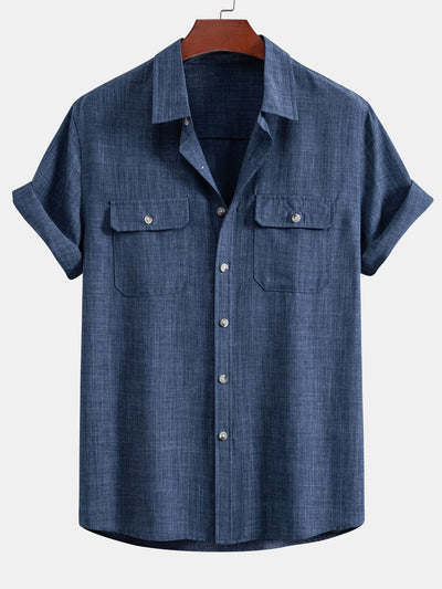 Textured Button Up Shirt With Two Pockets