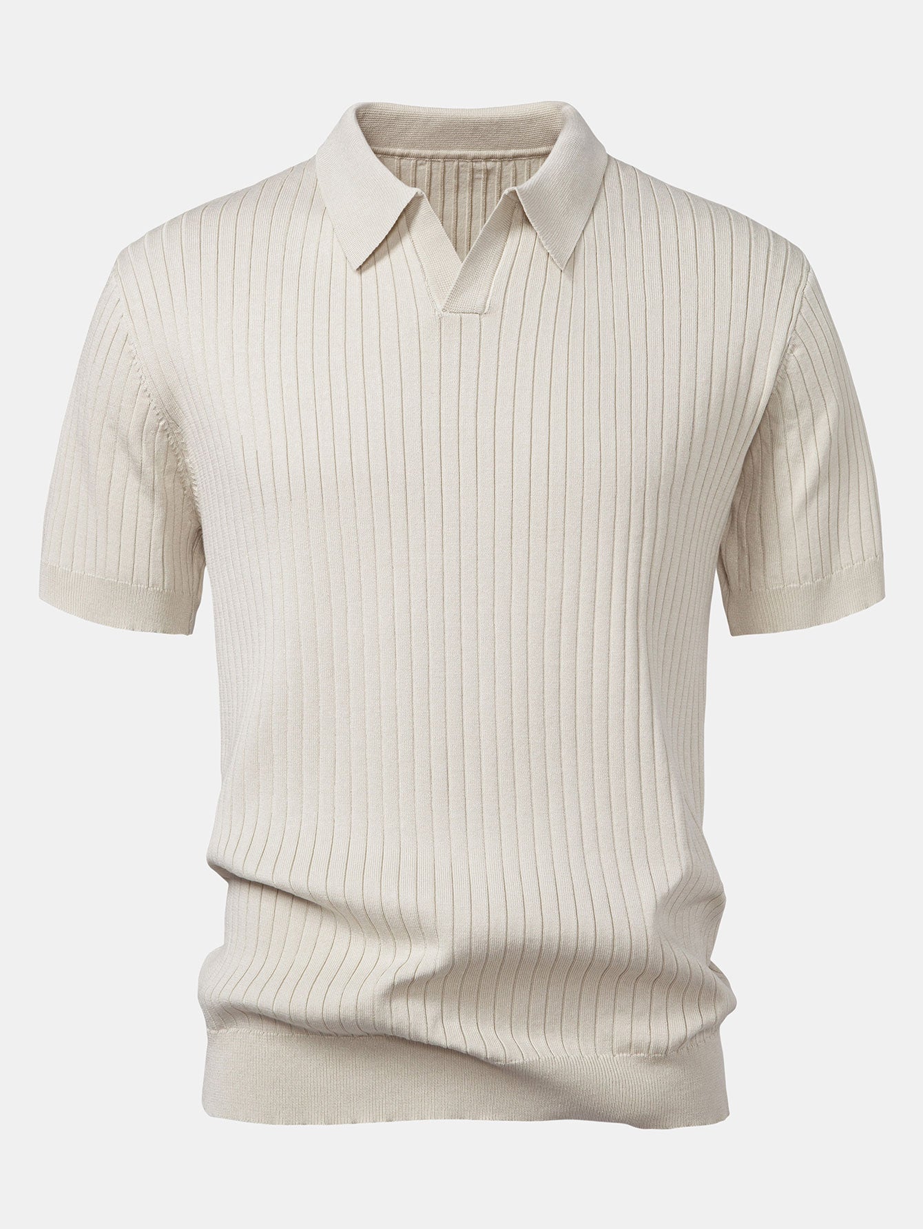 Stripe V Neck Knit Polo Shirt