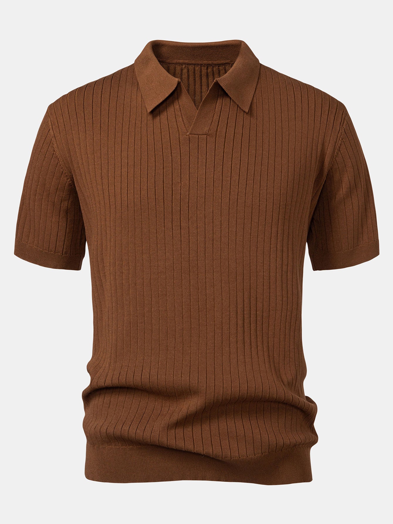 Stripe V Neck Knit Polo Shirt