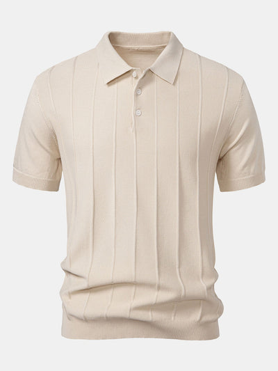 Stripe Jacquard Knit Polo Shirt