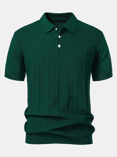 Stripe Jacquard Knit Polo Shirt