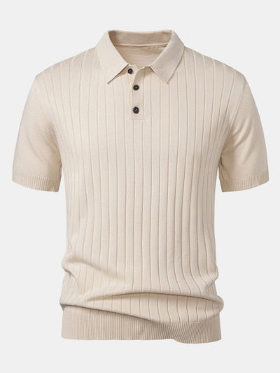 Stripe Knit Polo Shirt