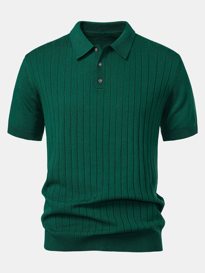 Stripe Knit Polo Shirt
