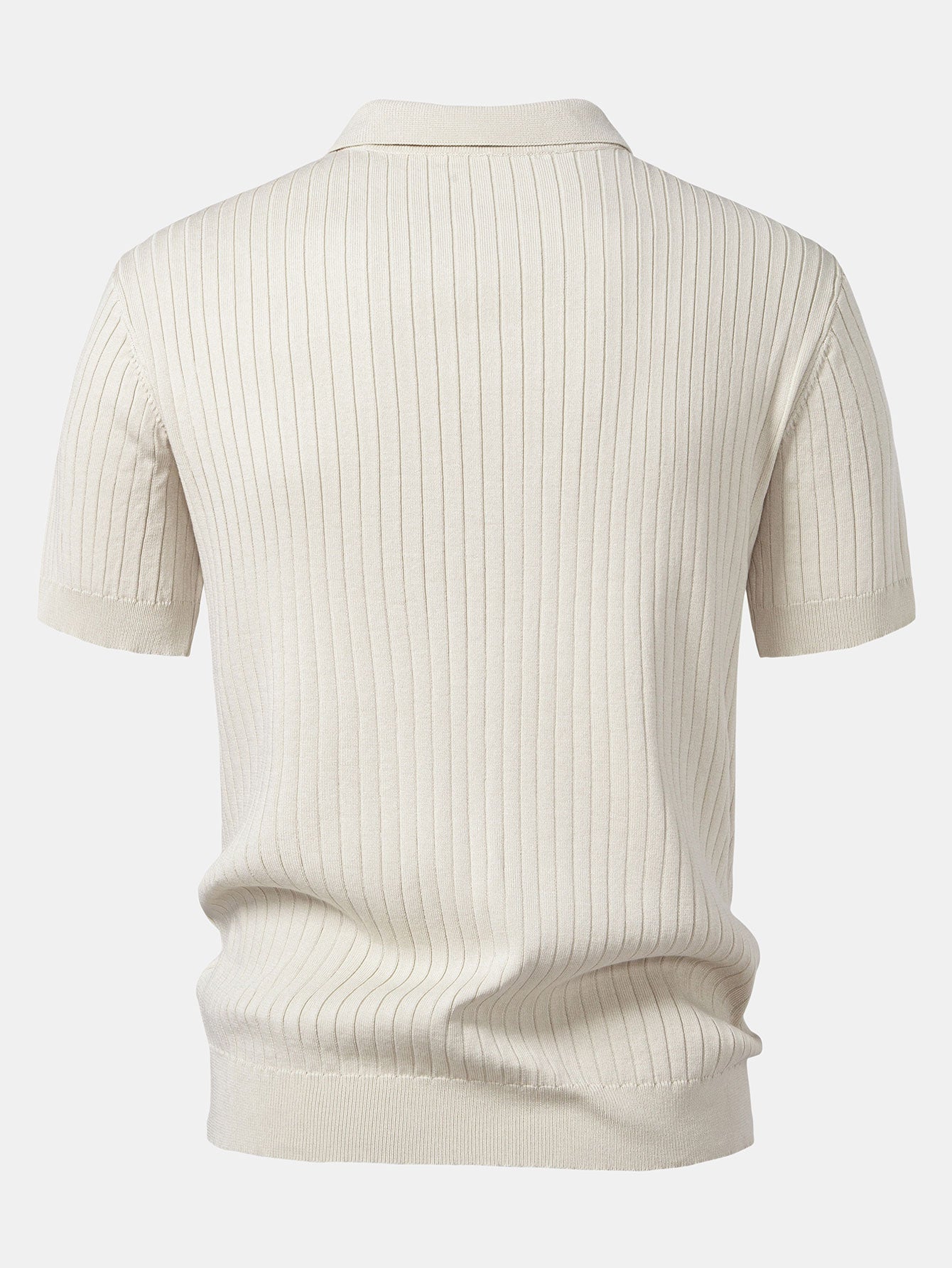 Stripe V Neck Knit Polo Shirt