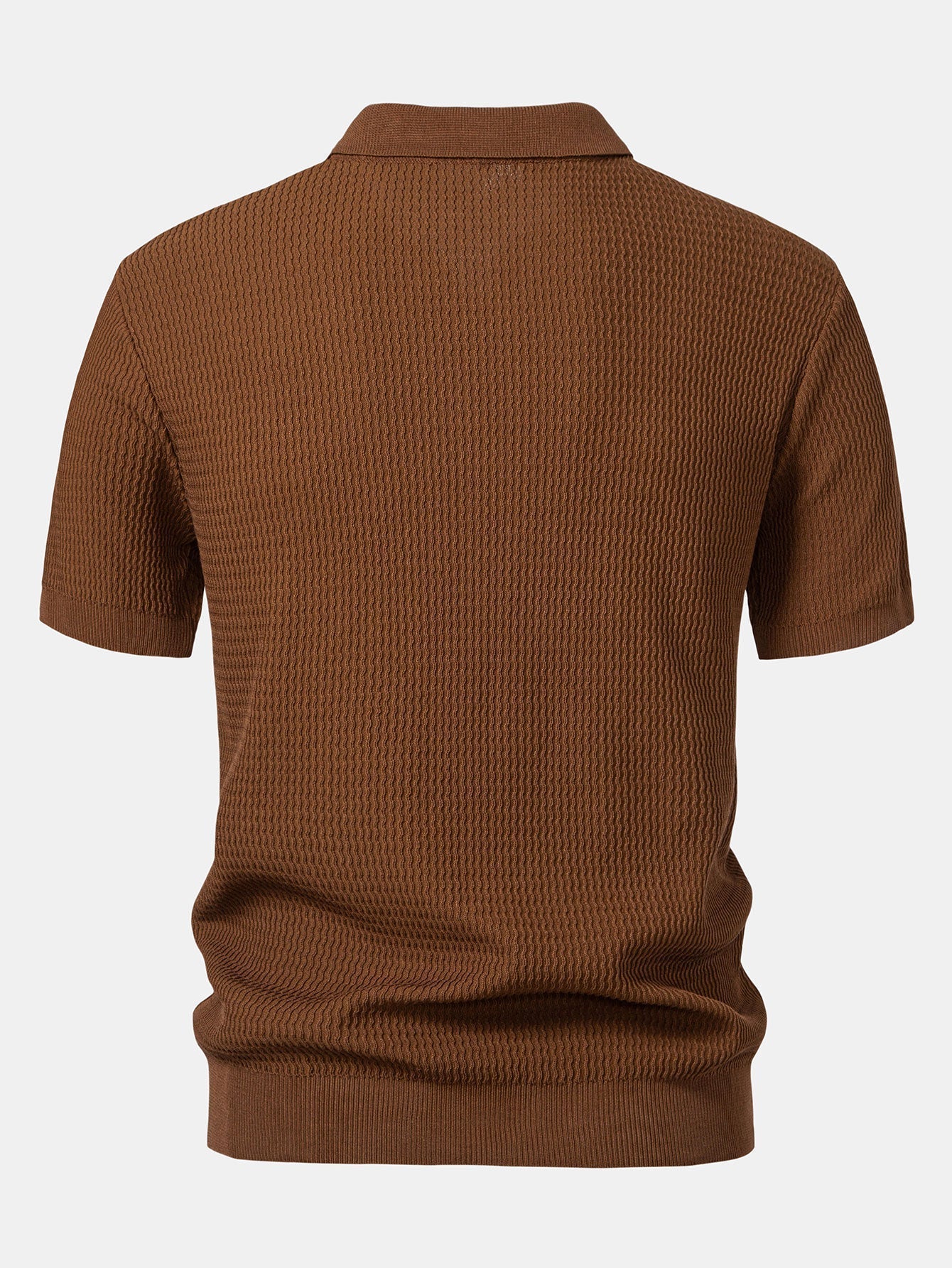 Wave Jacquard Knit V Neck Polo Shirt