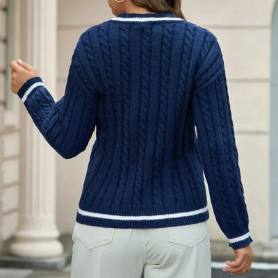 Avery | Cable-Knit V Sweater