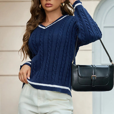 Avery | Cable-Knit V Sweater