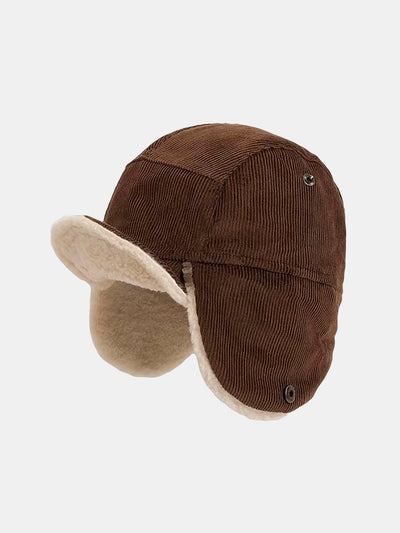 Retro Earflaps Corduroy Baseball Cap