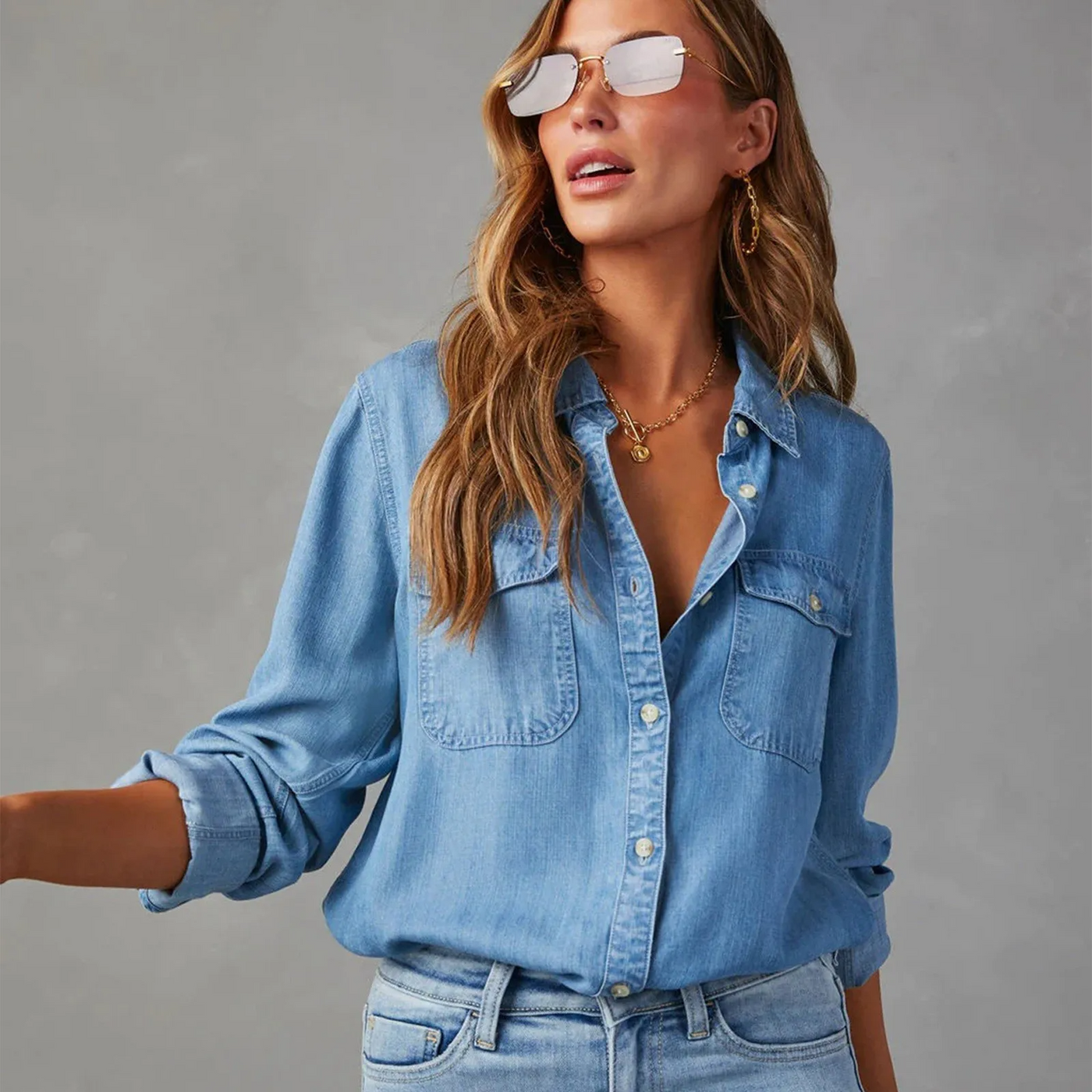 MUSE DENIM BUTTON-UP