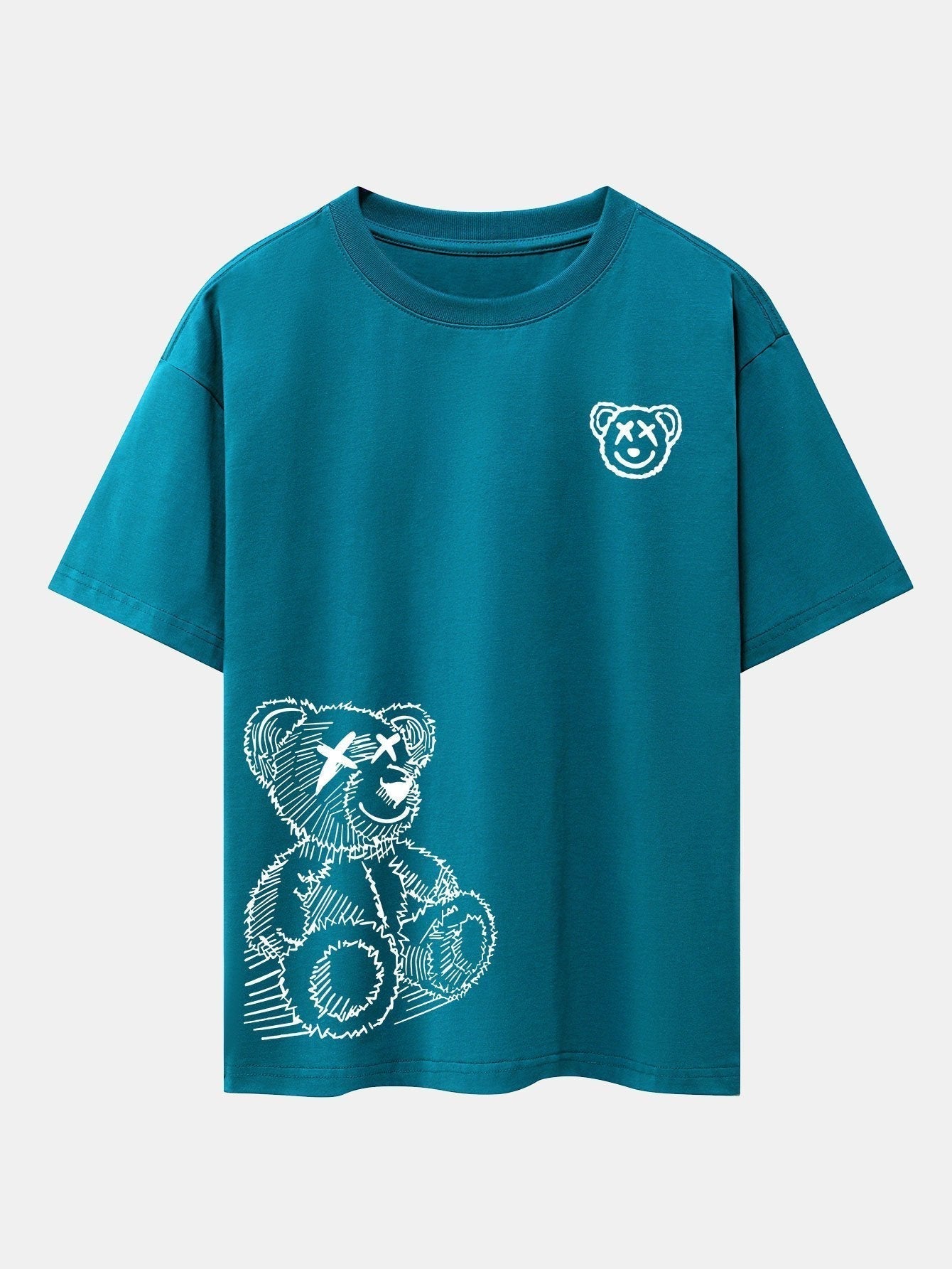 Cartoon Bear Print Drop Shoulder Oversize T-Shirt