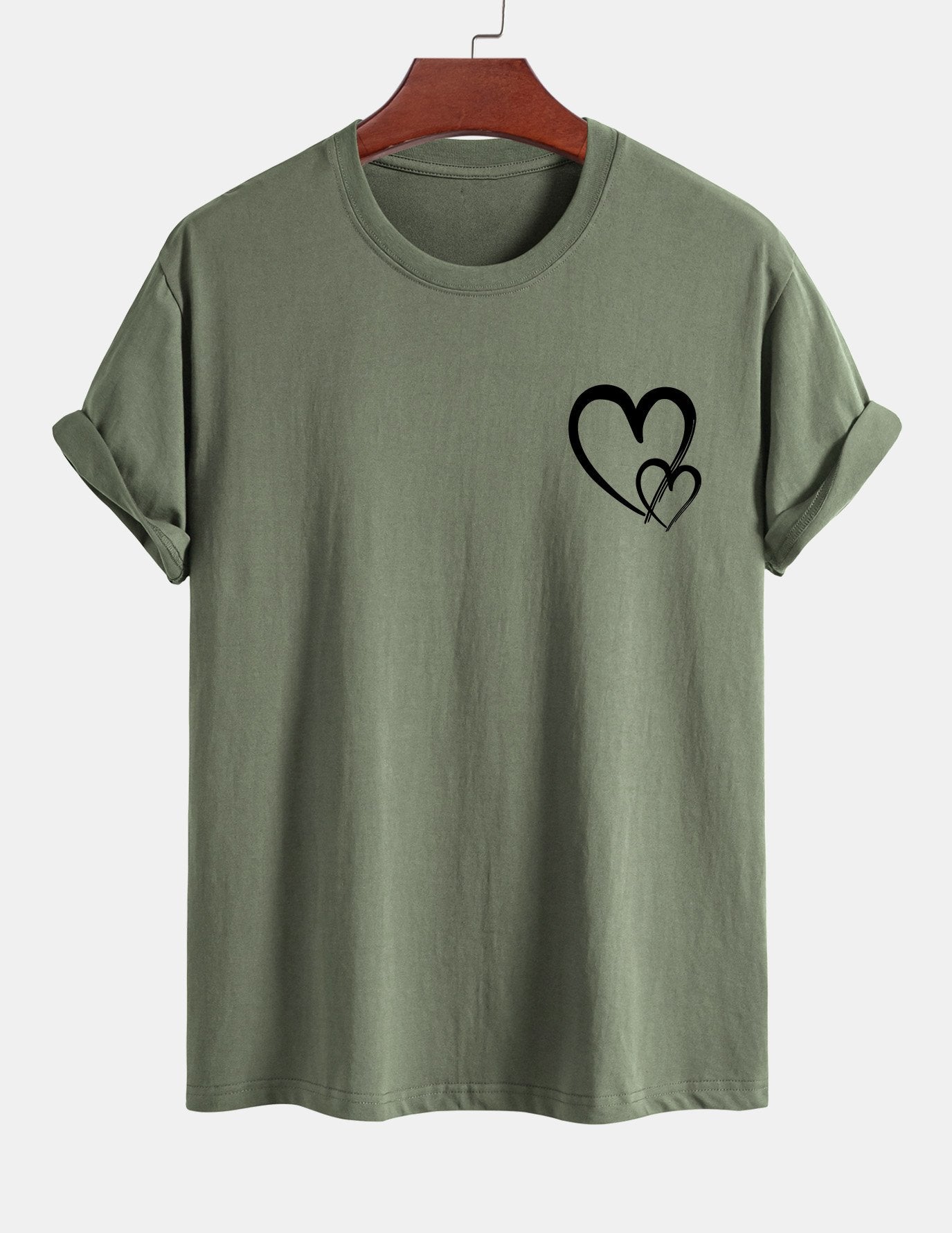 Regular Fit Heart Print Cotton T-Shirt