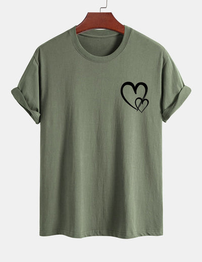 Regular Fit Heart Print Cotton T-Shirt