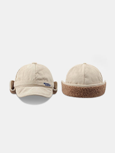 Corduroy Sherpa Lining Warm Earflaps Hat