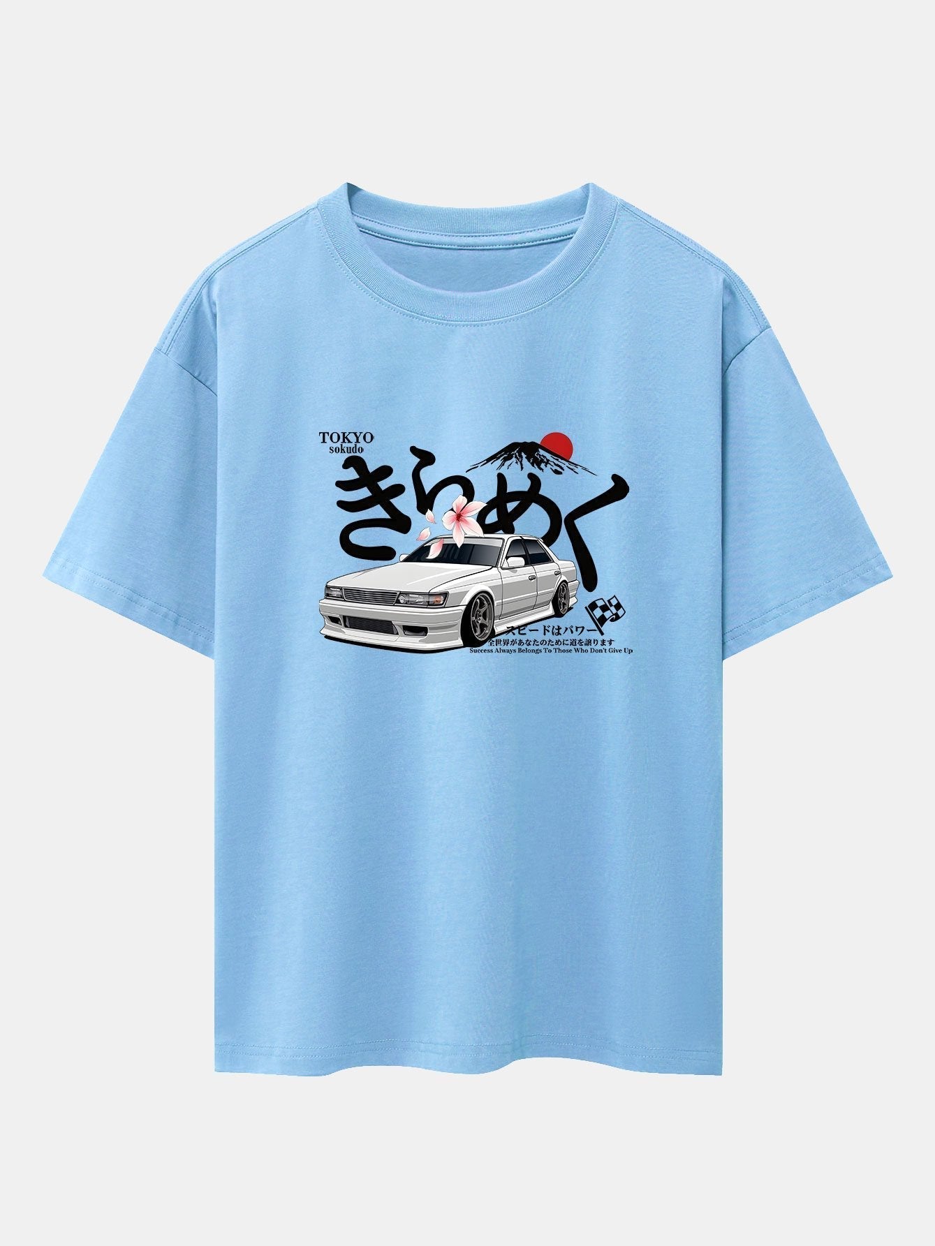 Tokyo Mt. Fuji Car Print Drop Shoulder Oversize T-Shirt