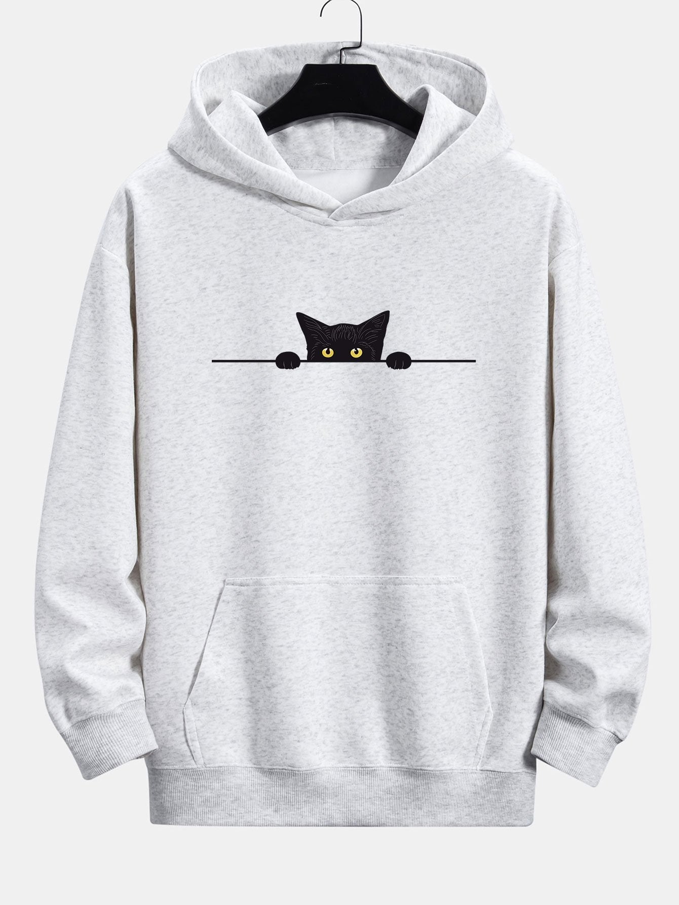 Black Cat Print Relax Fit Hoodie