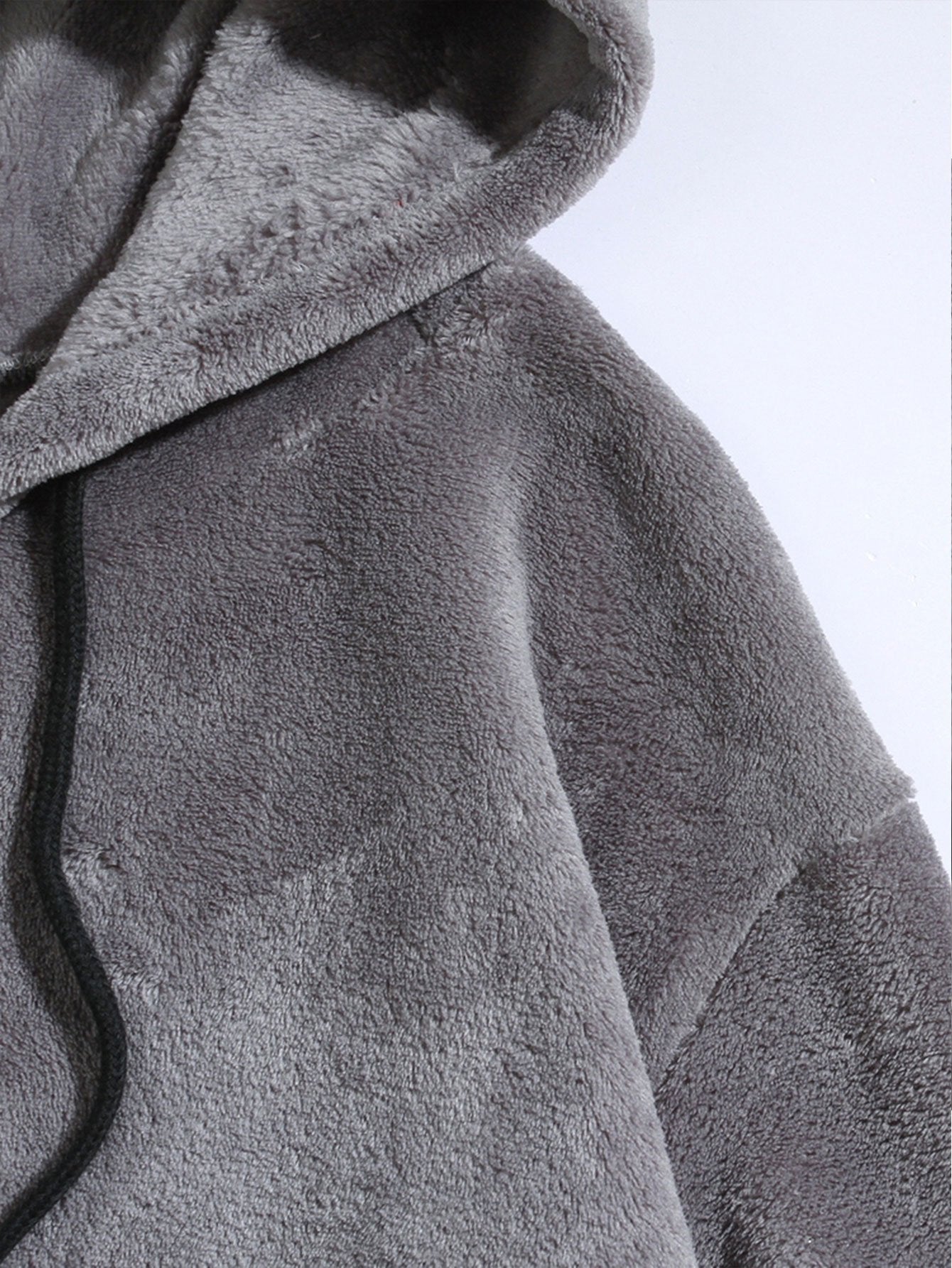 Relax Fit Teddy Fleece Hoodie With Ears