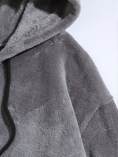 Relax Fit Teddy Fleece Hoodie With Ears