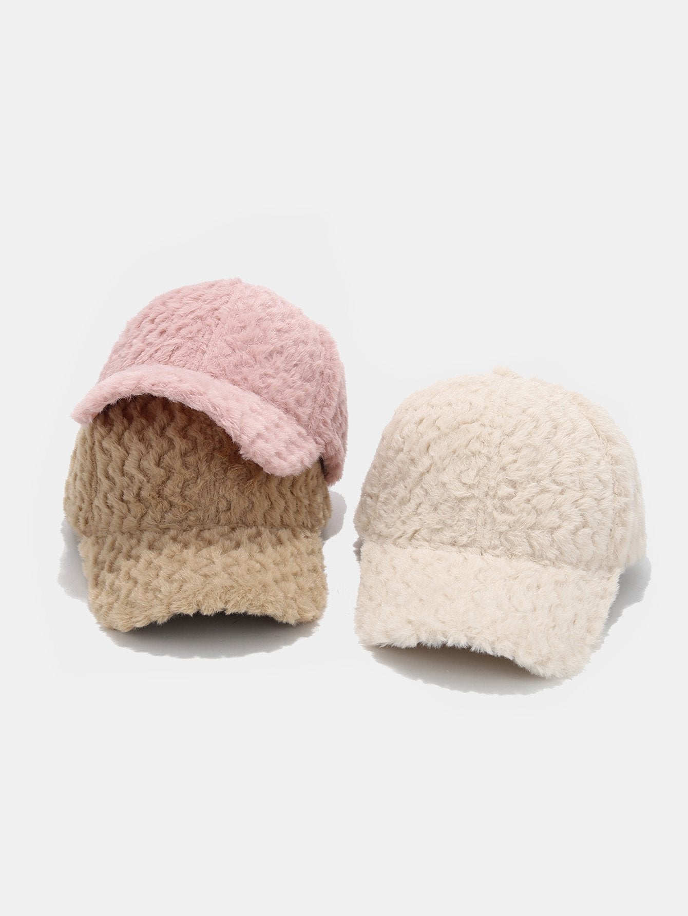 Wave Shape Solid Color Plush Baseball Cap