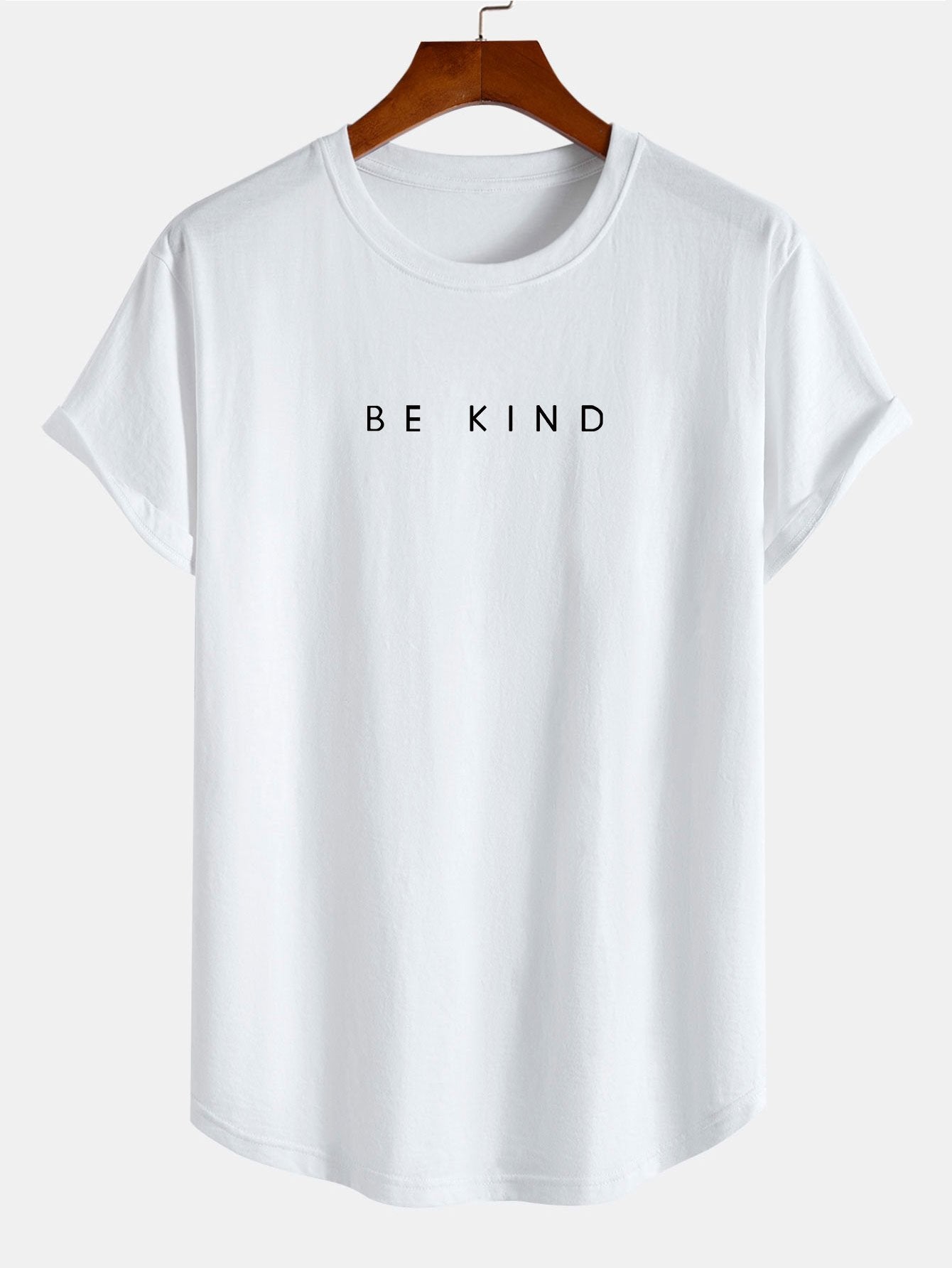 Be Kind Slogan Print Cotton Arc Hem T-Shirt