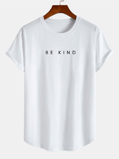 Be Kind Slogan Print Cotton Arc Hem T-Shirt