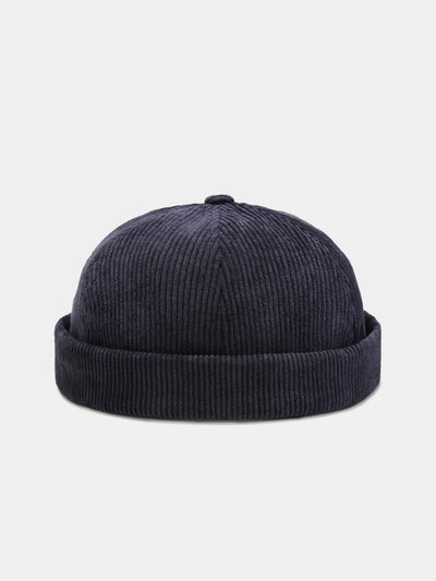 Hip Hop Stripe Corduroy Brimless Hat