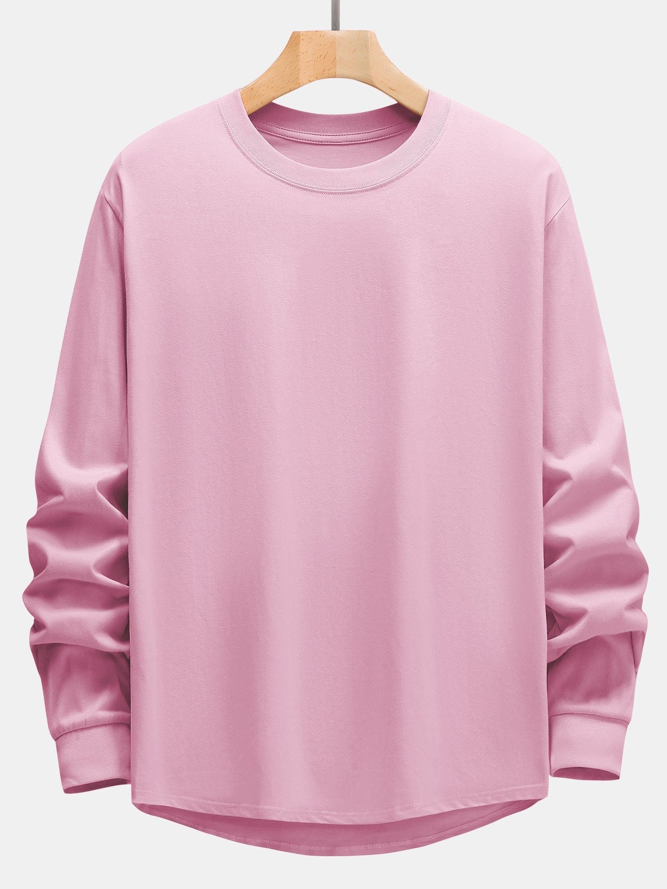 Basic Long Sleeve Heavy Weight Arc Hem T-Shirt