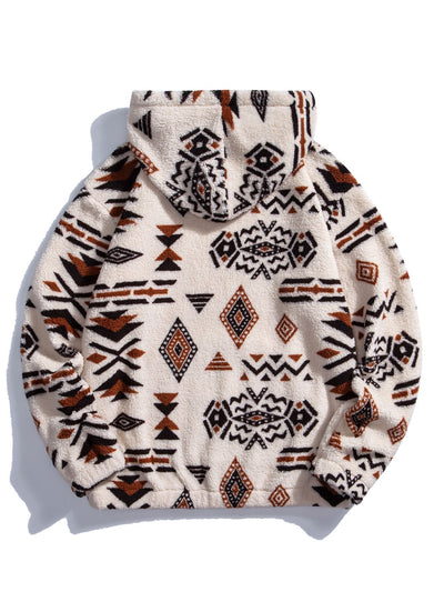 Aztec Print Teddy Hoodie