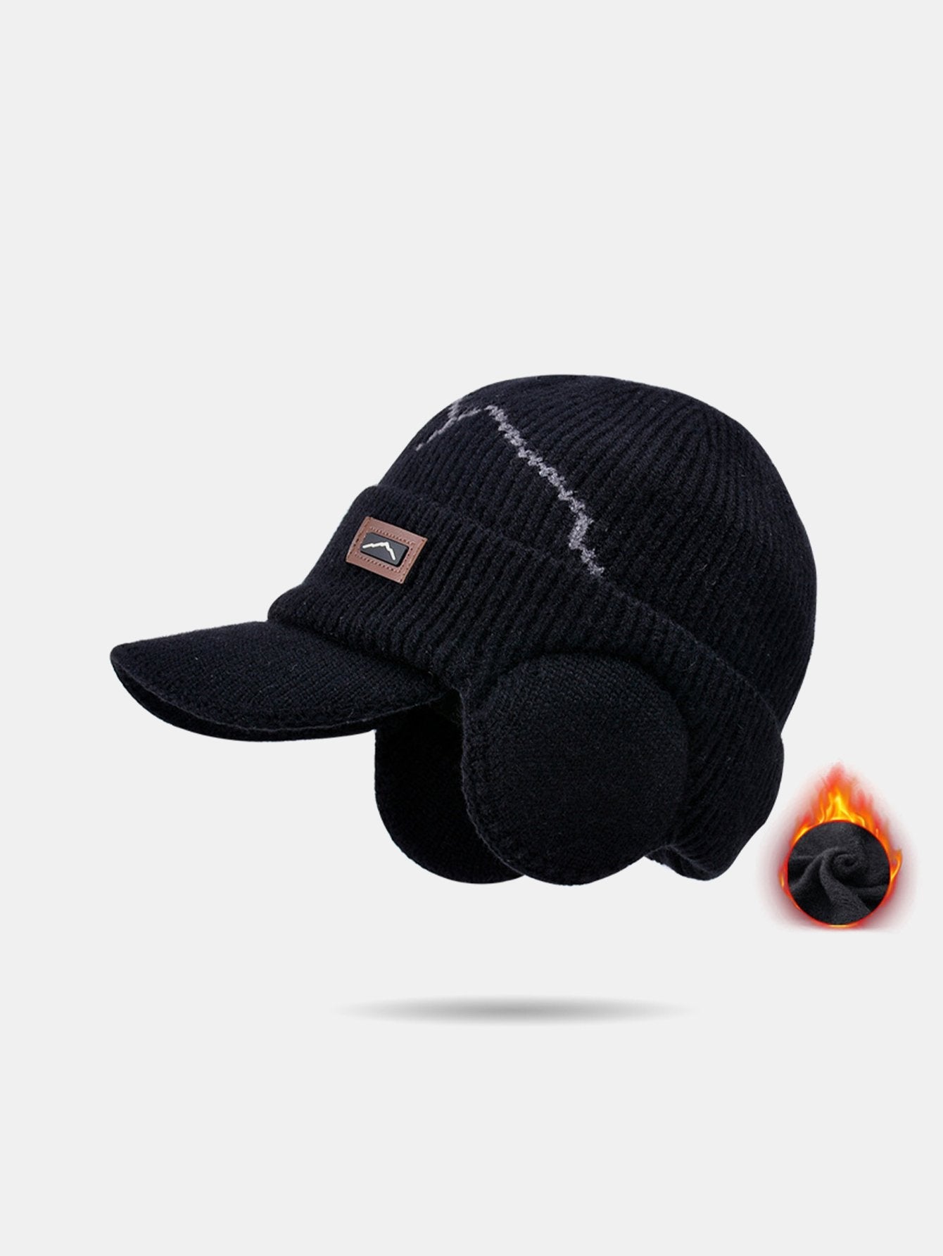 Outdoor Plush Warm Knitted Earflaps Baseball Cap