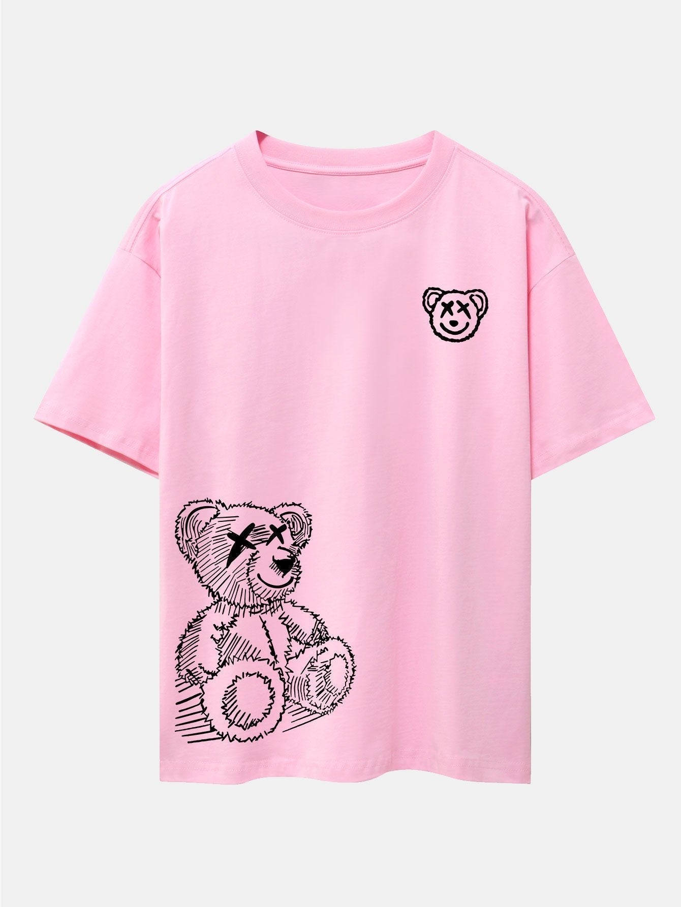 Cartoon Bear Print Drop Shoulder Oversize T-Shirt
