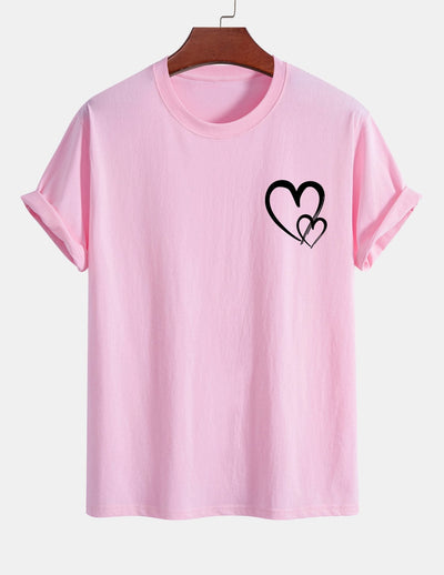 Regular Fit Heart Print Cotton T-Shirt