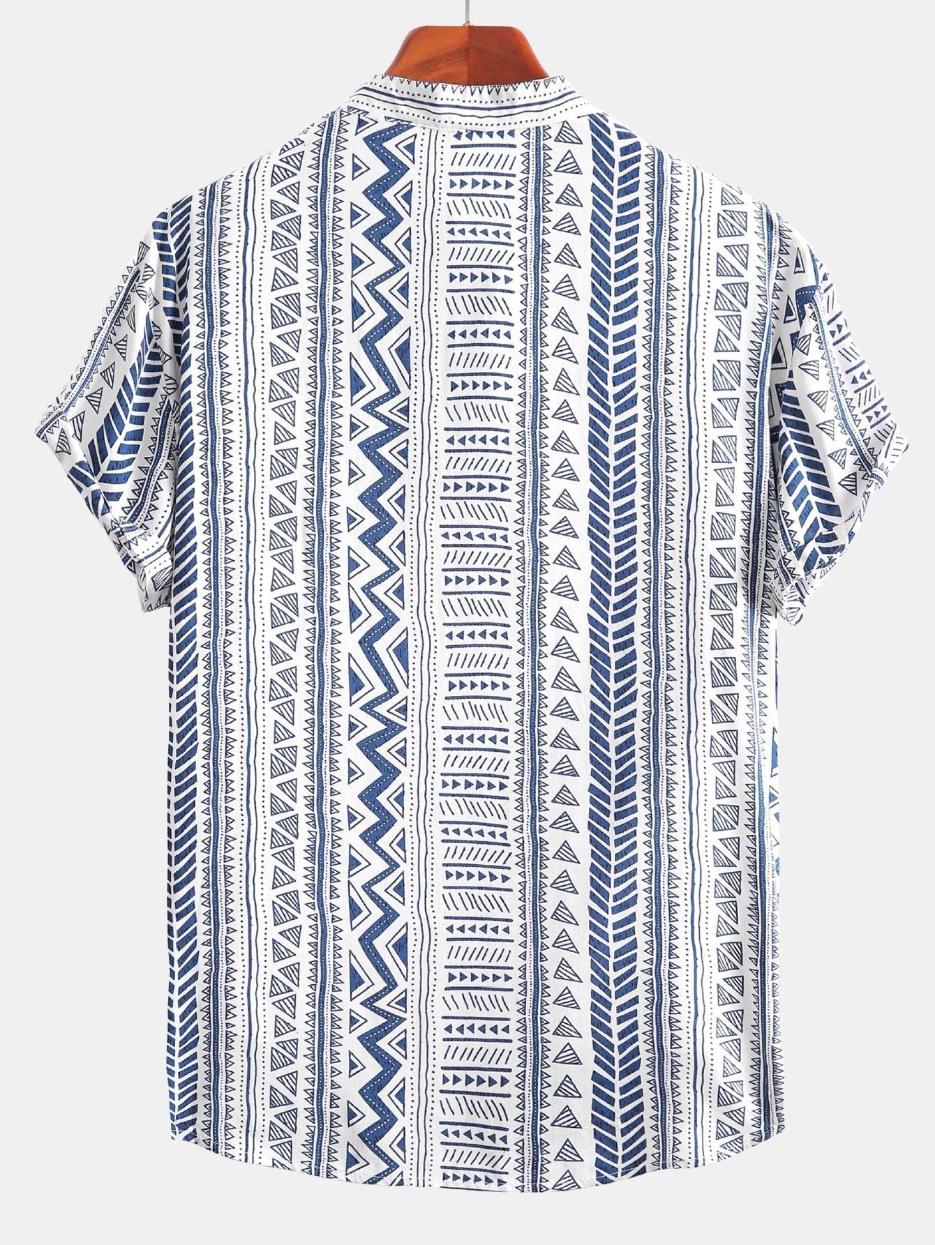 Tribal Geometric Print Half Placket Henley Collar Shirt