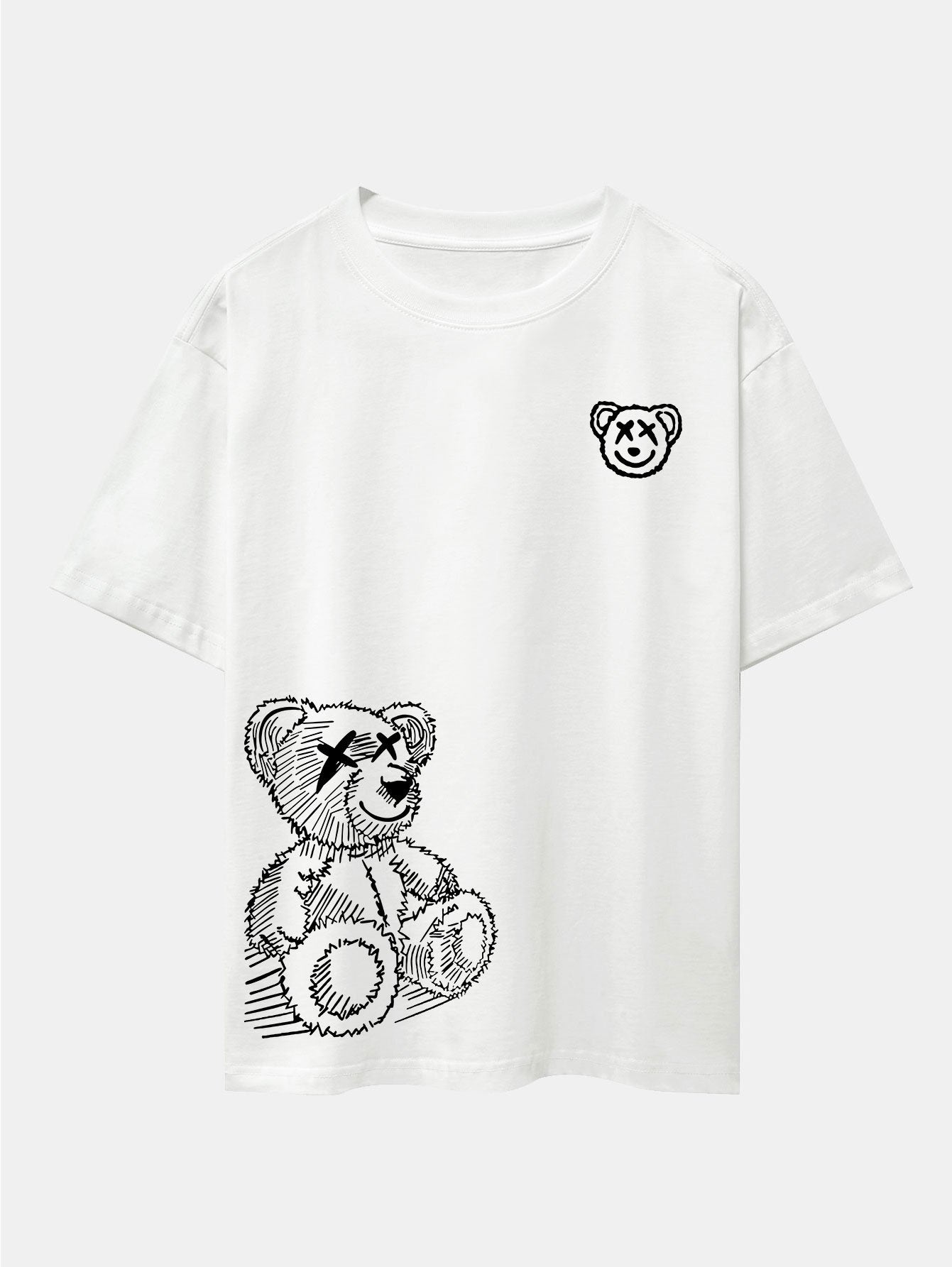 Cartoon Bear Print Drop Shoulder Oversize T-Shirt