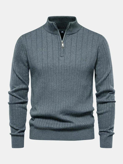 Man Stripe Half Zip Sweater