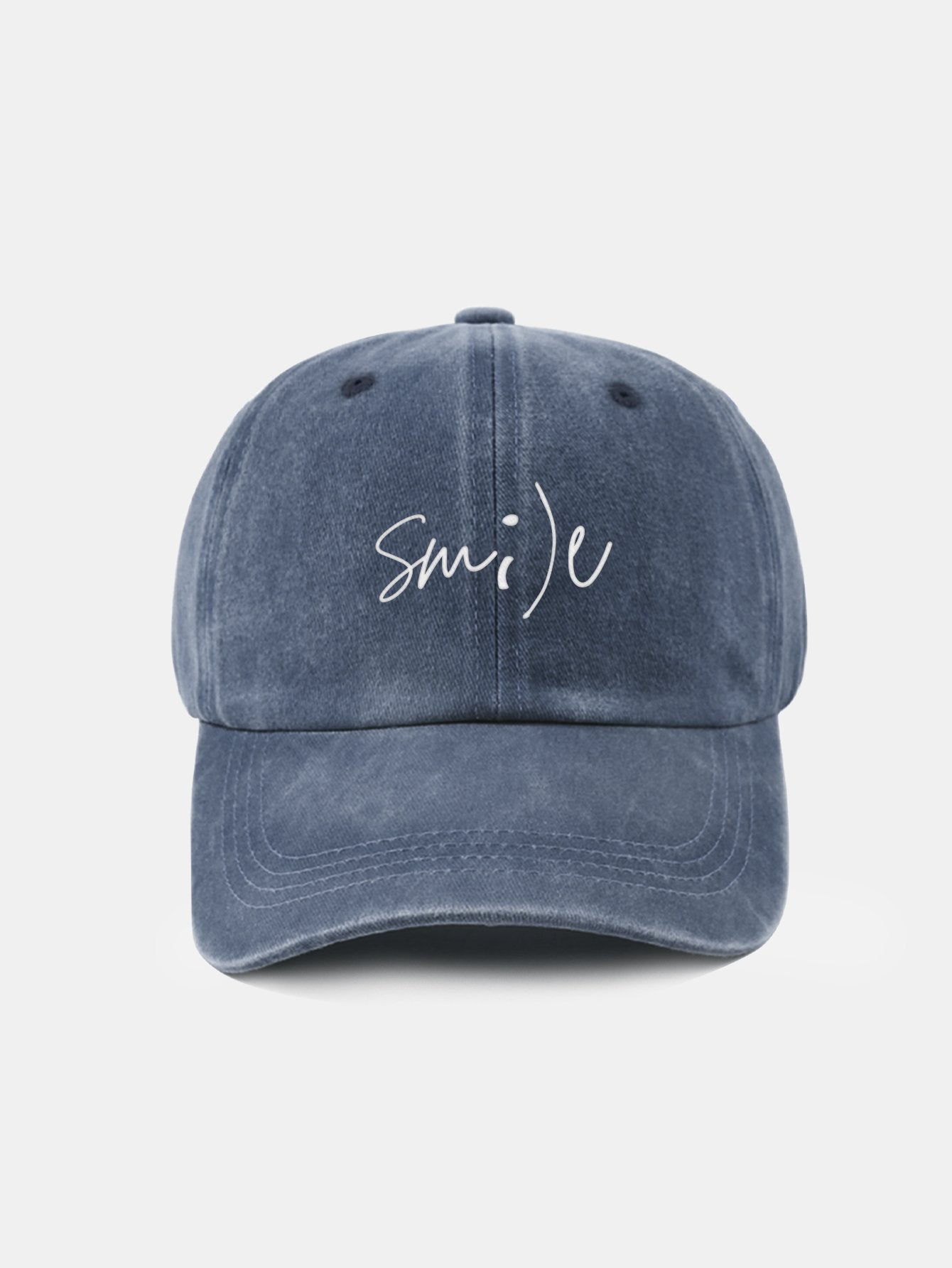 Keep Smiling Letter Casual Versatile Washed Cotton Baseball Cap