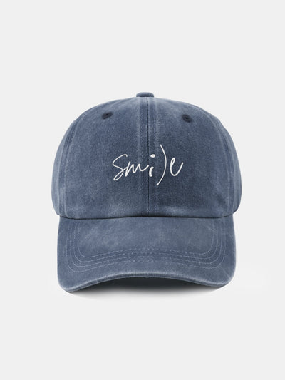 Keep Smiling Letter Casual Versatile Washed Cotton Baseball Cap