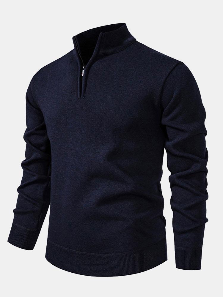 Relax Fit Zip Up Neck Sweater